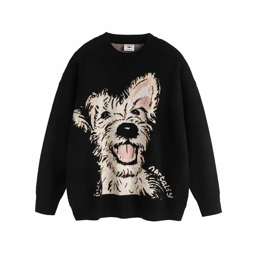 Puppy Couple Sweater | same ANTHEM. - Black / L - Knitted Top