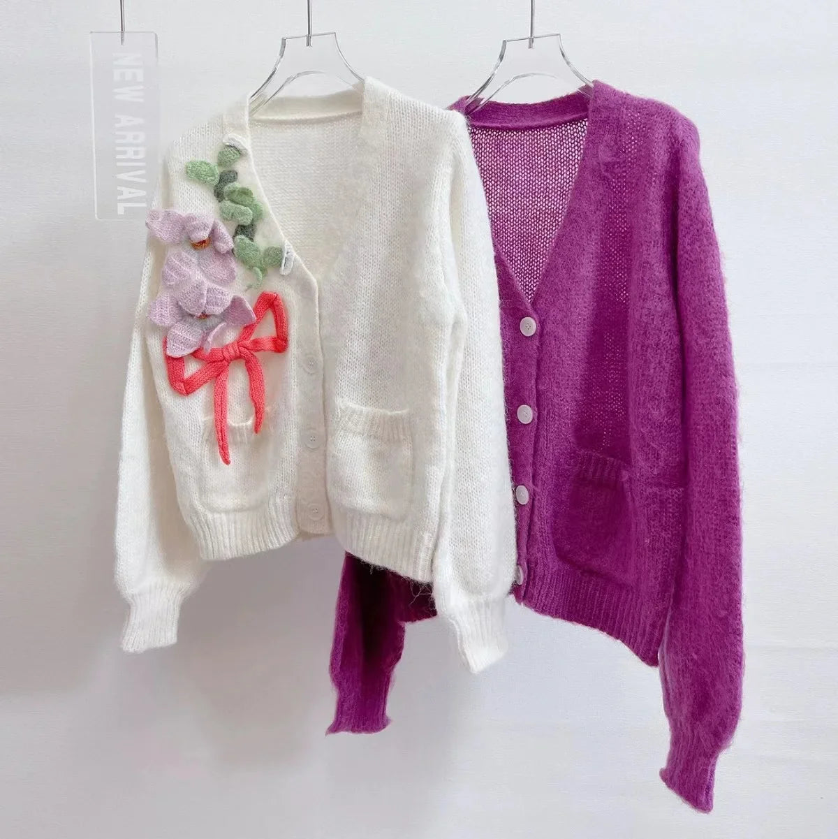 Purple Bow Flower Cardigan – Dreamy Korean Style | same ANTHEM