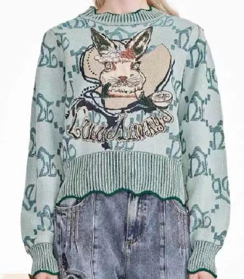 Rabbit Jacquard Knit Sweater – Cute Chic & Dreamy Streetwear | same ANTHEM