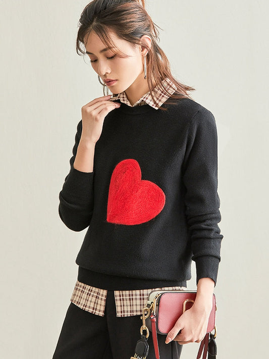 Red Heart Embroidered Knit Sweater – Harajuku Streetwear | same ANTHEM