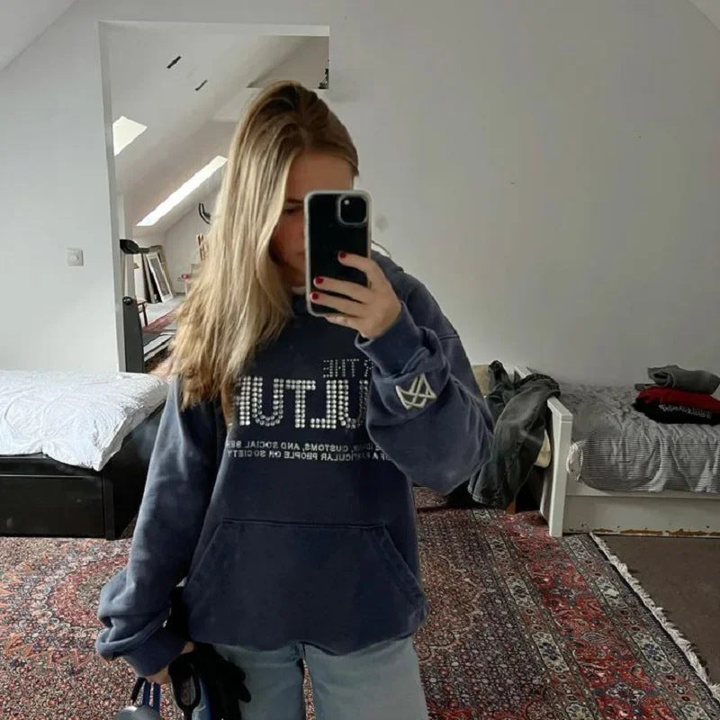 Rhinestone Y2K Crew Neck Hoodie – same ANTHEM | For Lovers Soulmates & Chosen Family