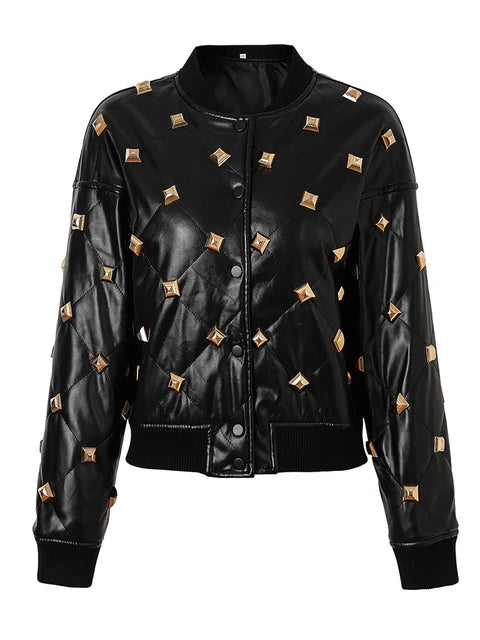 Rivet Buckle Leather Jacket for Women | Soulmate Streetwear by same ANTHEM. - black / S