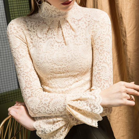 Romantic Boho Lace Stretch Bottoming Shirt for Women – Chic Vintage Boudoir Style Top | same ANTHEM - Conventional