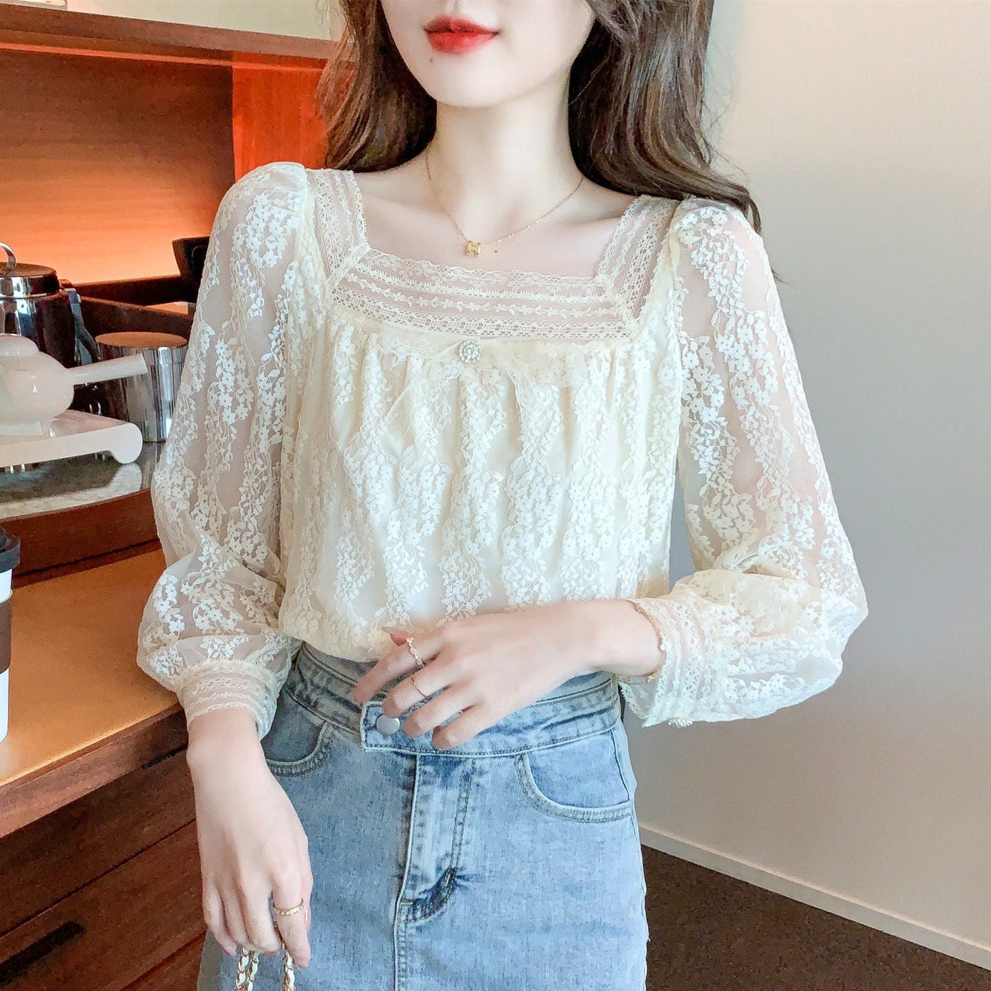 Romantic Boho Square Collar Chiffon Shirt – Vintage Cute Top for Lovers & Soulmates | same ANTHEM