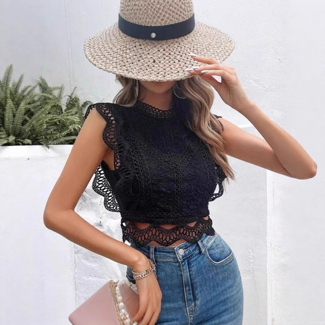 Romantic Boho Top Women | Elegant Solid Color Streetwear | same ANTHEM - Black / S