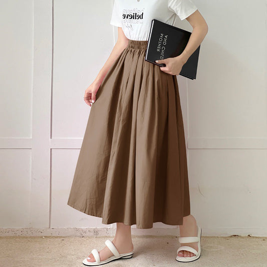 Romantic Cotton Pleated Swing Skirt – same ANTHEM - Light coffee color / One size