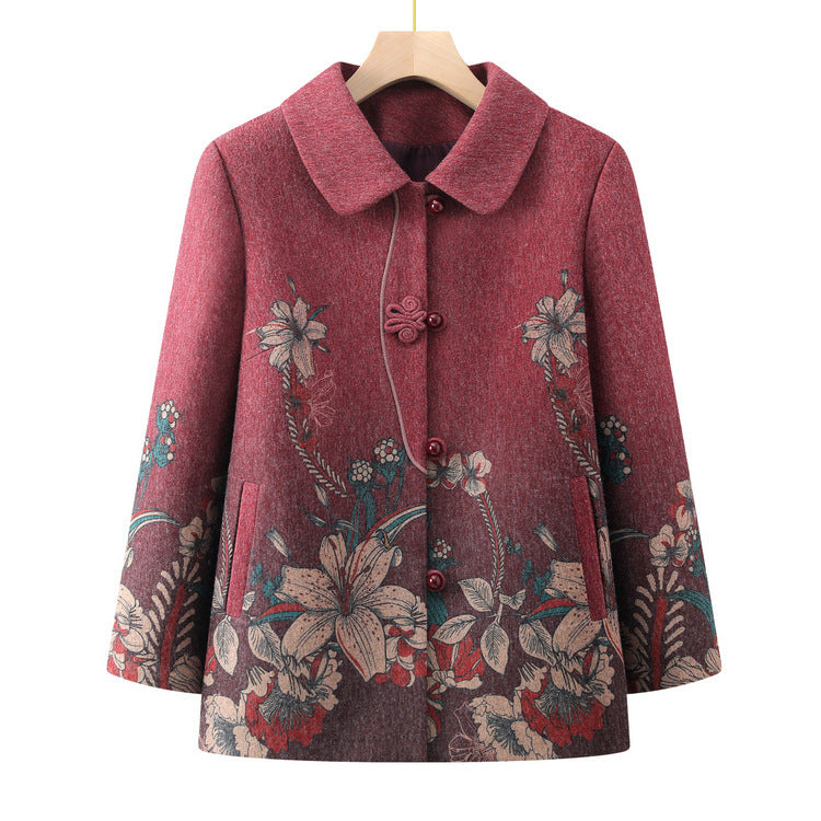 Romantic Floral Autumn Coat – Dreamy Chinese Style | same ANTHEM - Red / 2XL