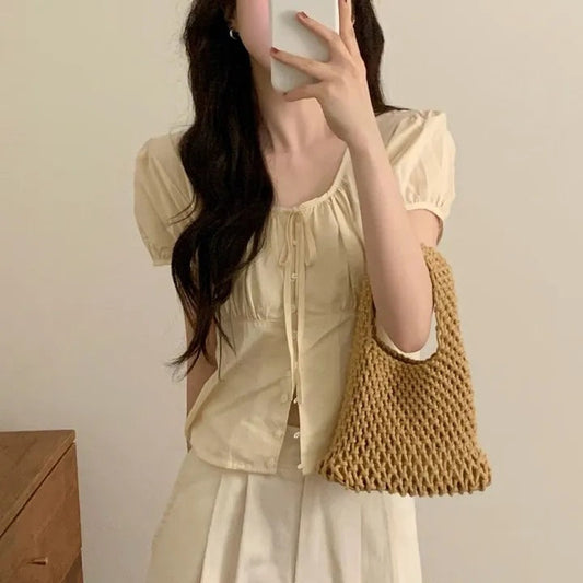 Romantic Lace-Up French Top – Dreamy Style for Lovers | same ANTHEM