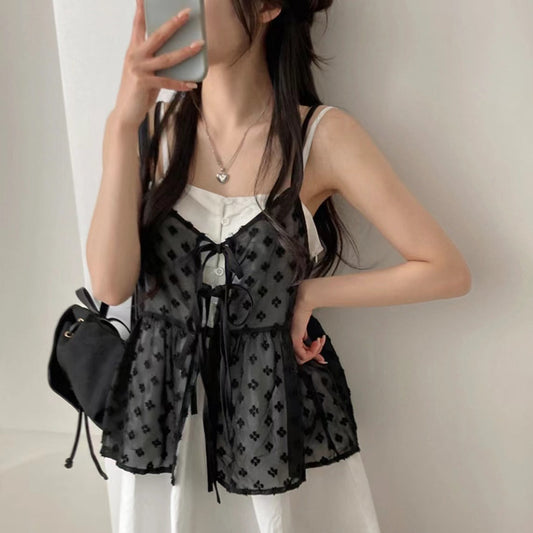 Romantic Lace-Up Jacquard Dress – Dreamy French Vibes | same ANTHEM