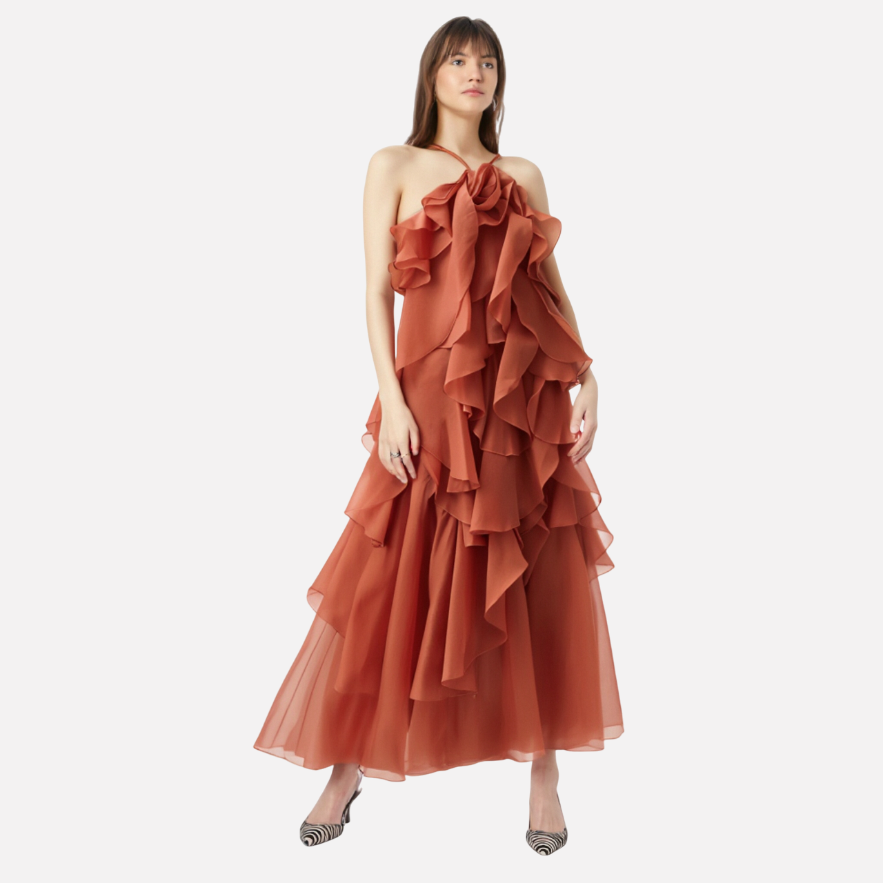 Romantic Lotus Leaf Tulle Long Dress | Dreamy Night Dress | same ANTHEM
