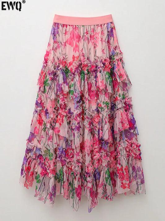 Romantic Printed Lace A-Line Skirt for Women | same ANTHEM