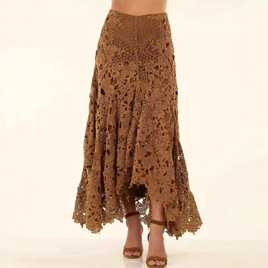 Romantic Vacation Style Lace Beach Skirt – Hollow Soulmate Skirt for Lovers Friends & Dreamy Escapes - Skirt