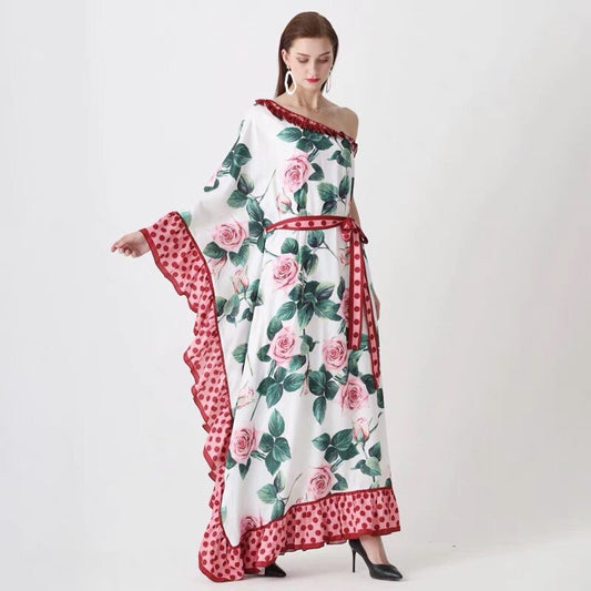 Rose Ruffle Polka Dot Maxi Dress – Dreamy Soulmate Streetwear | same ANTHEM.