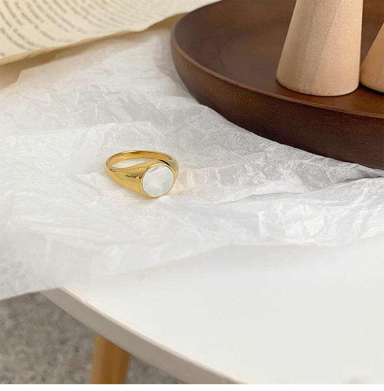 Round Gold Titanium Steel Shell Ring | Soulmate & Best Friend Boho Jewelry | Same Anthem - Jewellery