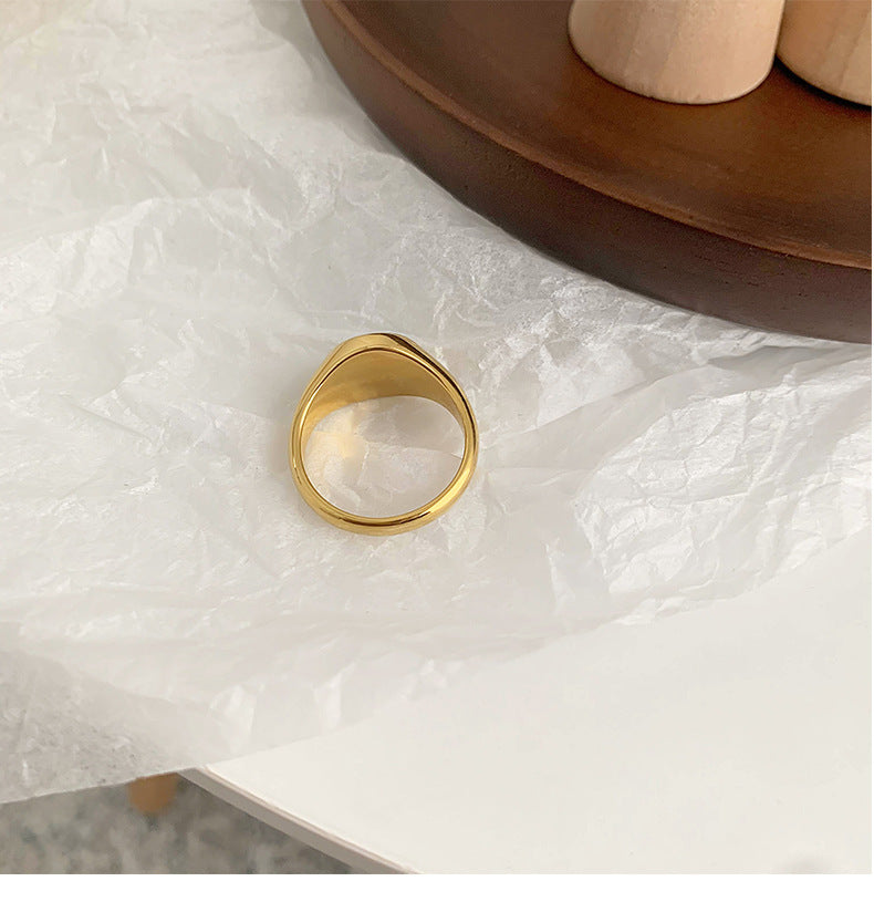 Round Gold Titanium Steel Shell Ring | Soulmate & Best Friend Boho Jewelry | Same Anthem - Jewellery