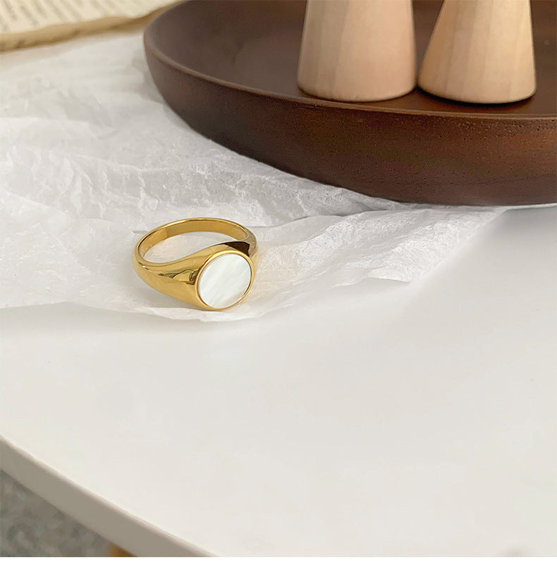 Round Gold Titanium Steel Shell Ring | Soulmate & Best Friend Boho Jewelry | Same Anthem - Gold / Size 10 - Jewellery