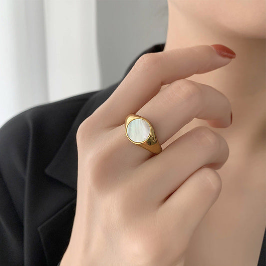 Round Gold Titanium Steel Shell Ring | Soulmate & Best Friend Boho Jewelry | Same Anthem - Jewellery