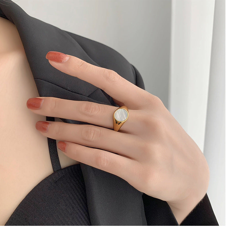 Round Gold Titanium Steel Shell Ring | Soulmate & Best Friend Boho Jewelry | Same Anthem - Jewellery