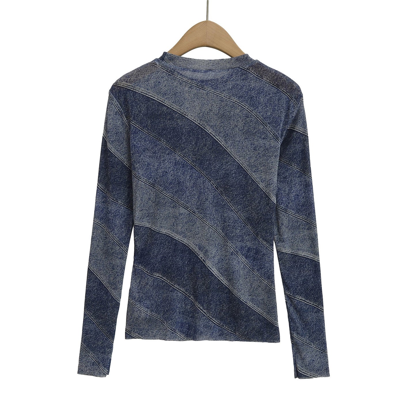 Round Neck Long-Sleeve Printed T-Shirt Women | Loose Streetwear Top | same ANTHEM. - Blue / One Size