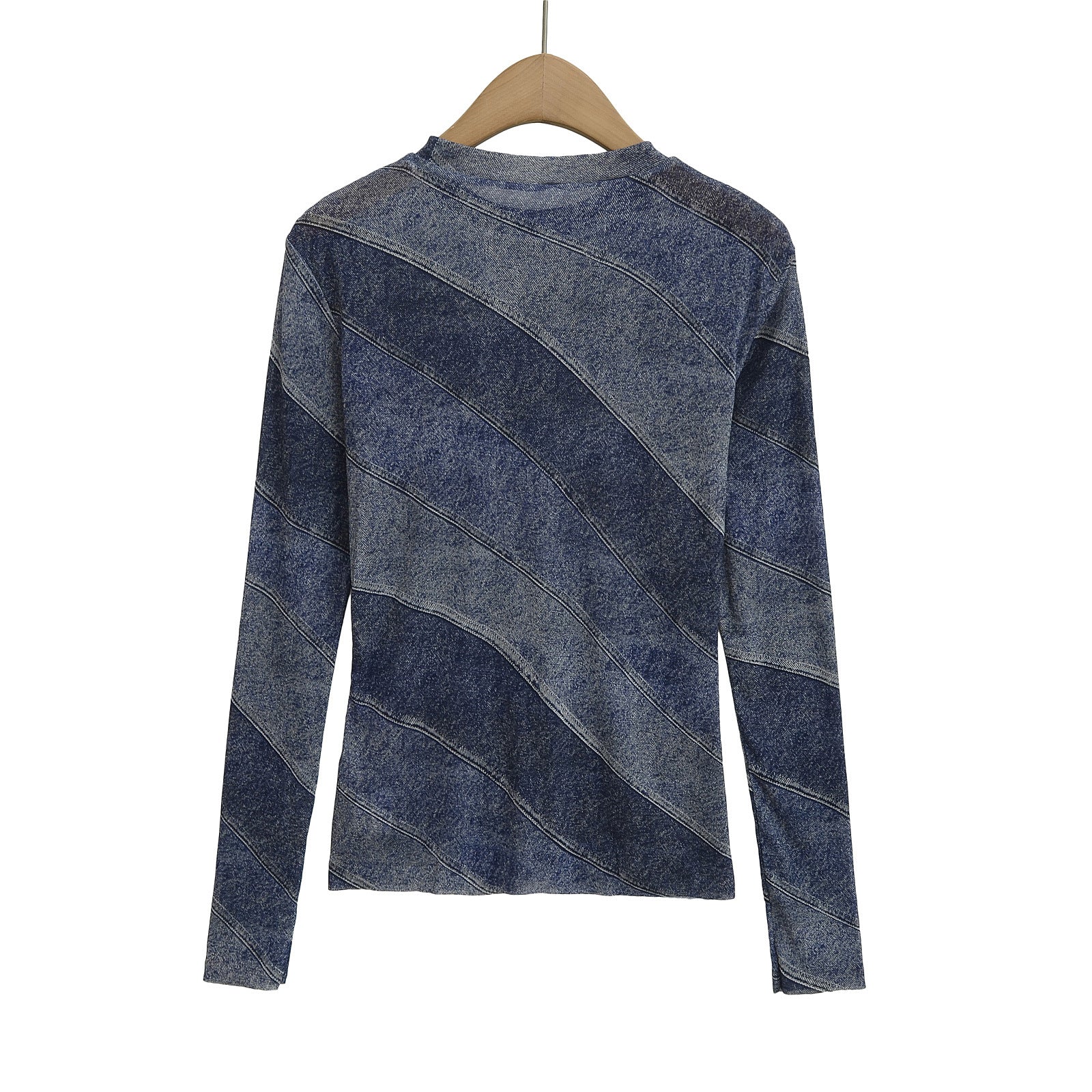 Round Neck Long-Sleeve Printed T-Shirt Women | Loose Streetwear Top | same ANTHEM. - Blue / One Size