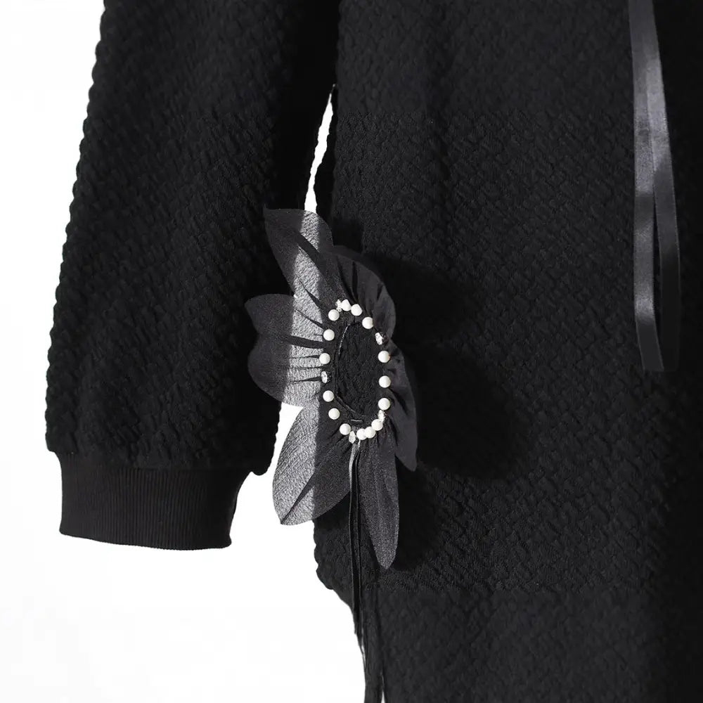 Round Neck T-shirt Skirt with 3D Flower Beads – Cute Chic Streetwear | same ANTHEM
