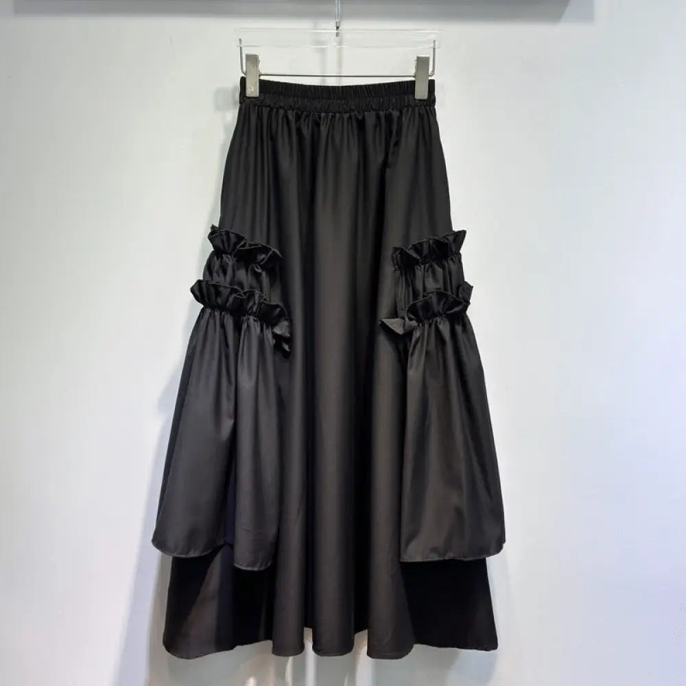 Ruffle Edge Patchwork Black Skirt – French & Japanese Streetwear | same ANTHEM