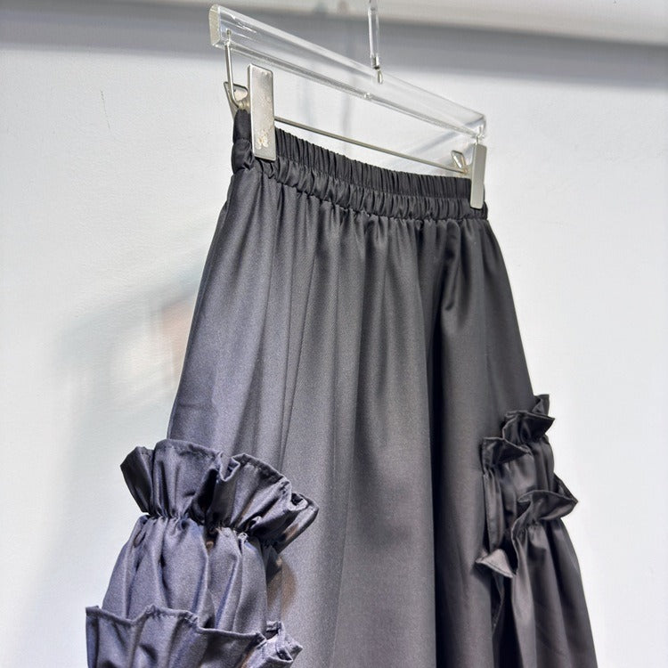 Ruffle Edge Patchwork Black Skirt – French & Japanese Streetwear | same ANTHEM