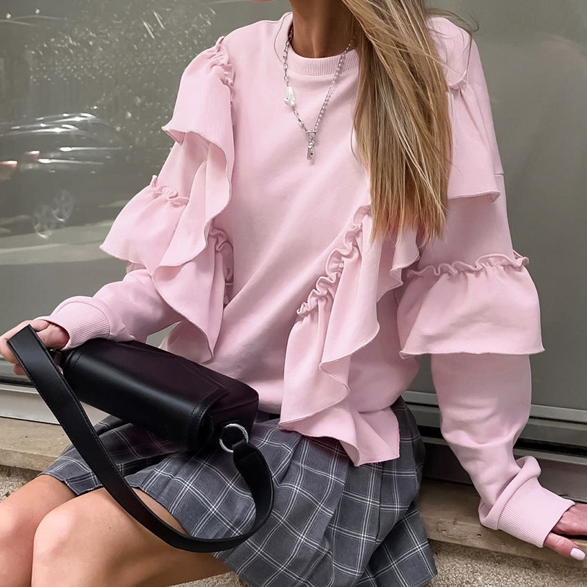 Ruffled Edge Sweatshirt – same ANTHEM. - Pink / S