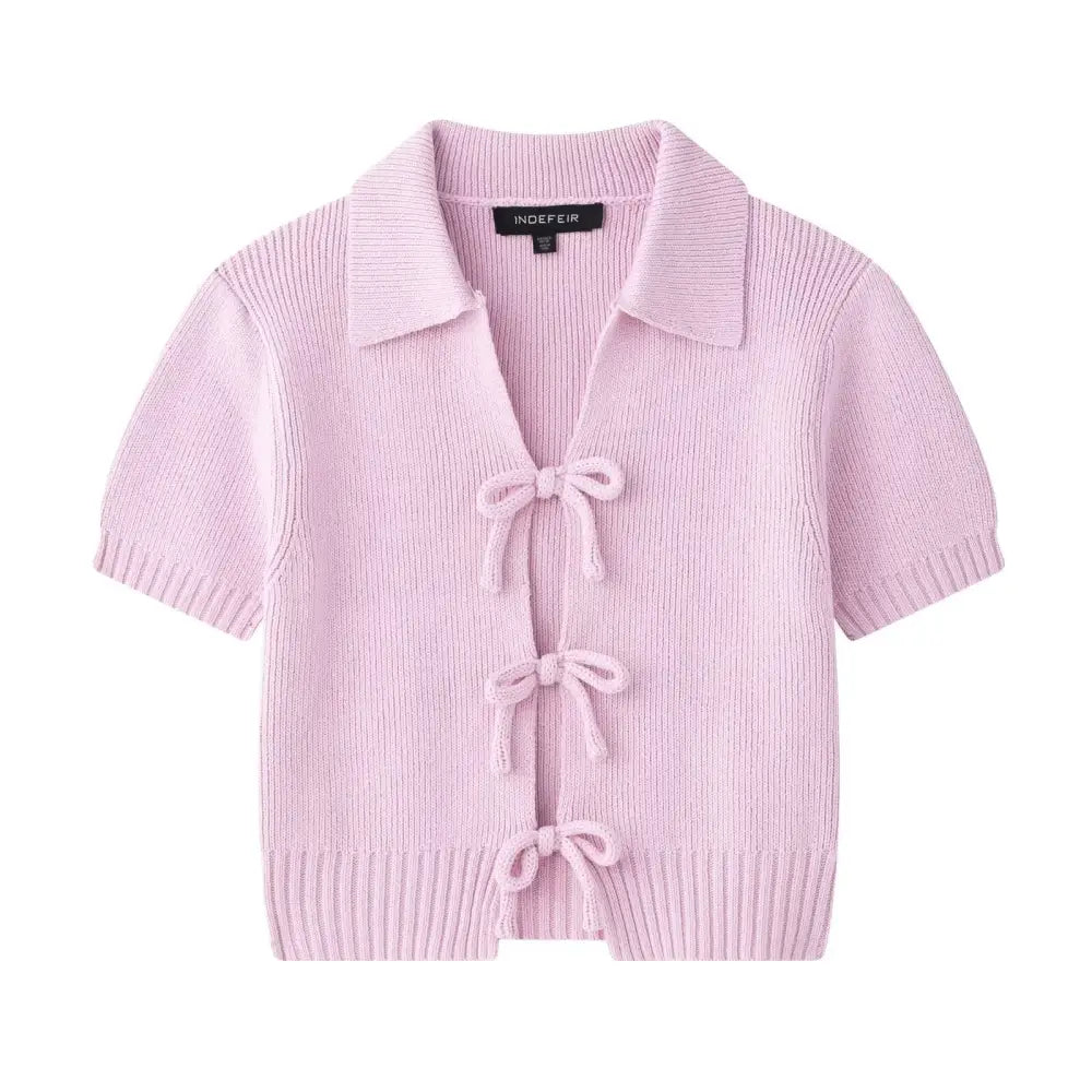 same ANTHEM. Bow Knit Top – Sweet Collar Streetwear for Soulmates & Besties
