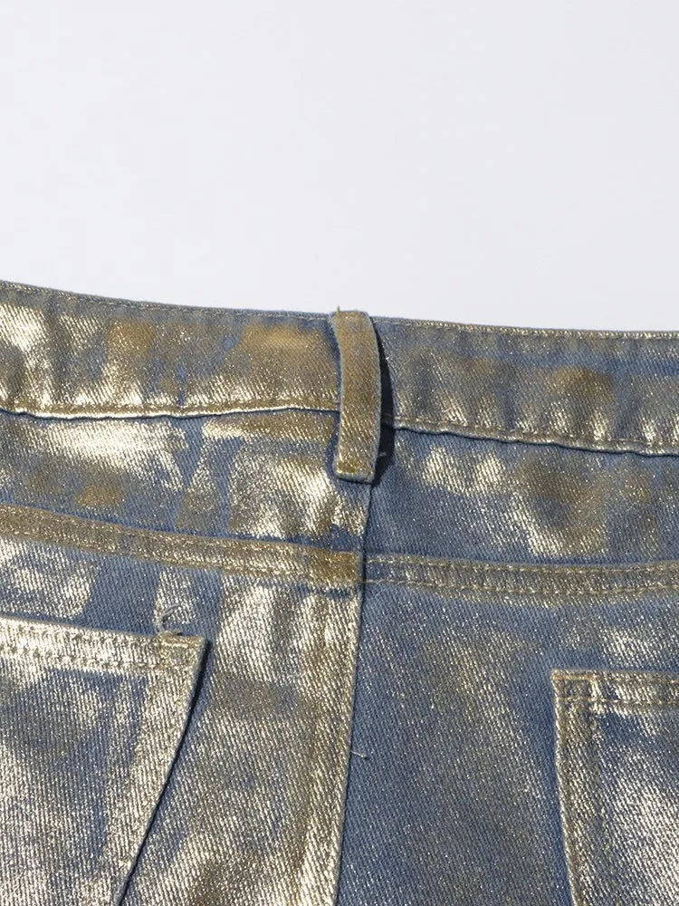 same ANTHEM. Colorblock Denim Skirt – Casual Soulmate Streetwear with Pockets