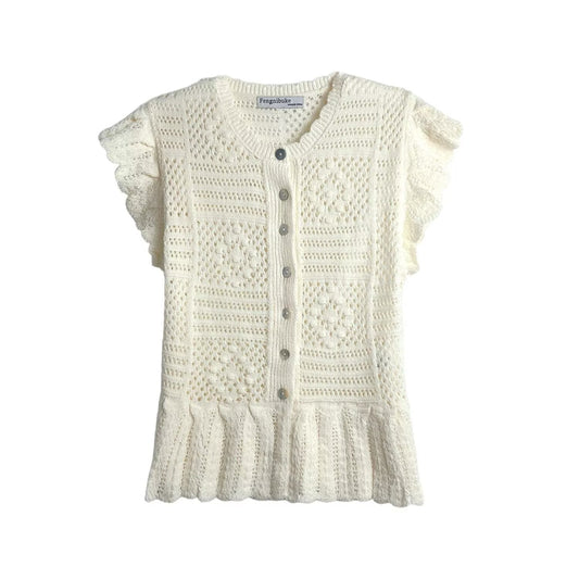 same ANTHEM. Flying Sleeve Mesh Knit Jacket – Jacquard Streetwear for Soulmates - apricot / S