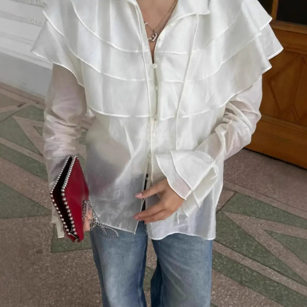same ANTHEM. French Ruffled White Top – Dreamy Soulmate Streetwear for Women