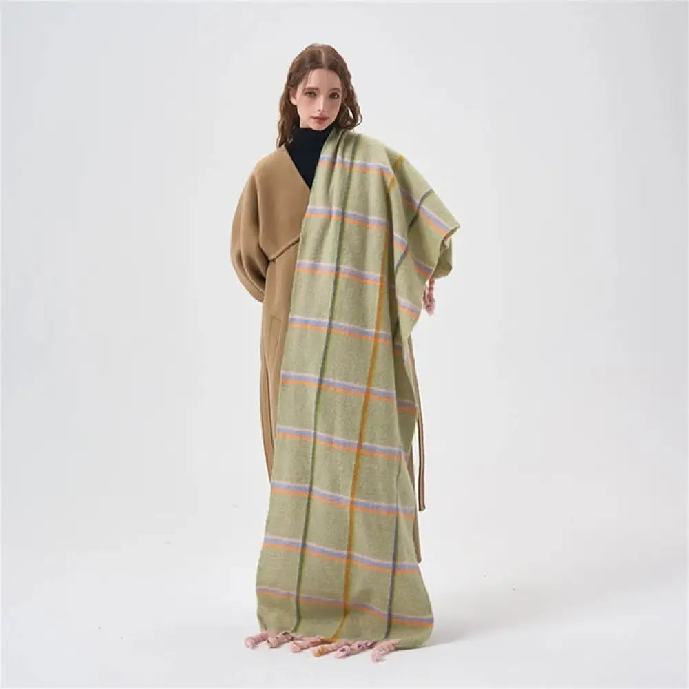 same ANTHEM. Handmade Pink Plaid Scarf – Soulmate Streetwear Warmth & Style - D / 50x205cm