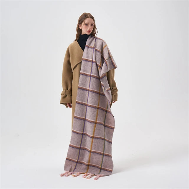 same ANTHEM. Handmade Pink Plaid Scarf – Soulmate Streetwear Warmth & Style - E / 50x205cm