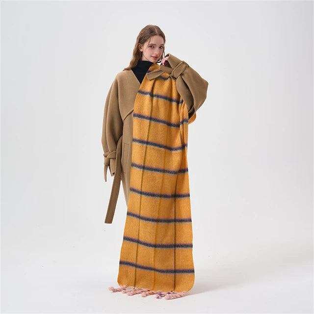 same ANTHEM. Handmade Pink Plaid Scarf – Soulmate Streetwear Warmth & Style - A / 50x205cm