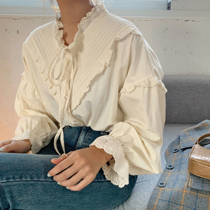 same ANTHEM. Hollow Out Vintage Blouse – Loose Korean Style Soulmate Streetwear - One Size / photo color