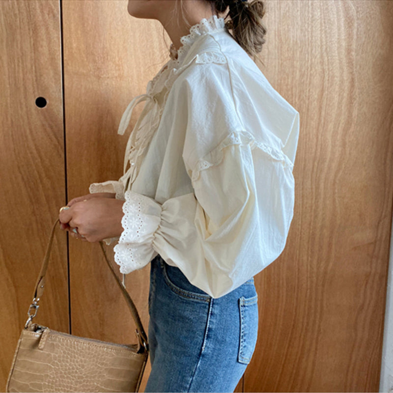 same ANTHEM. Hollow Out Vintage Blouse – Loose Korean Style Soulmate Streetwear - One Size / photo color