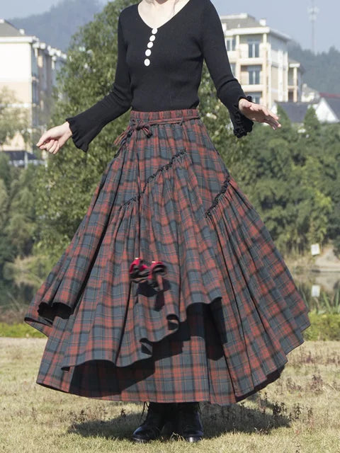 same ANTHEM. Irregular Hem Lace Skirt – Medieval-Inspired Soulmate Streetwear - dark green / S