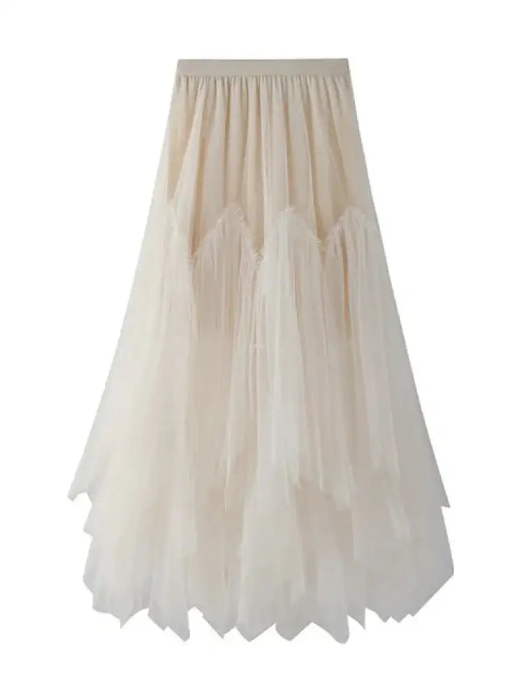 same ANTHEM. Irregular Mesh Puffy Skirt – Dreamy Streetwear for Soulmates - Apricot / One Size