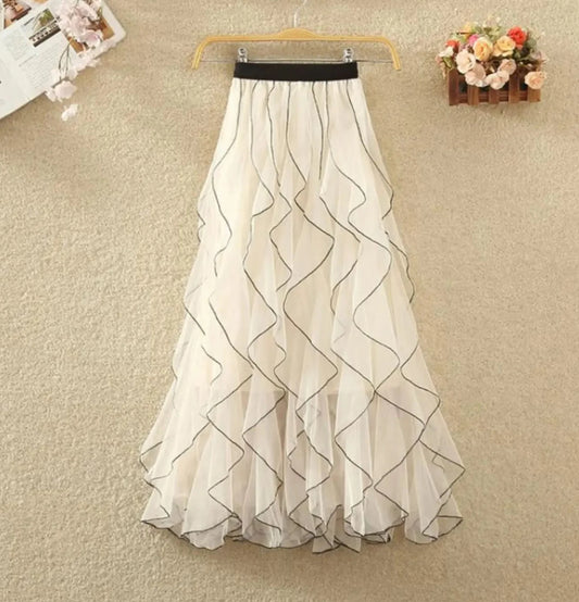 same ANTHEM. Irregular Tulle Midi Skirt – Dreamy Streetwear for Soulmates