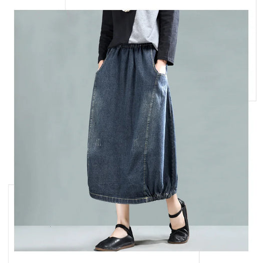 same ANTHEM. Patchwork Denim Midi Skirt – Vintage Soulmate Streetwear