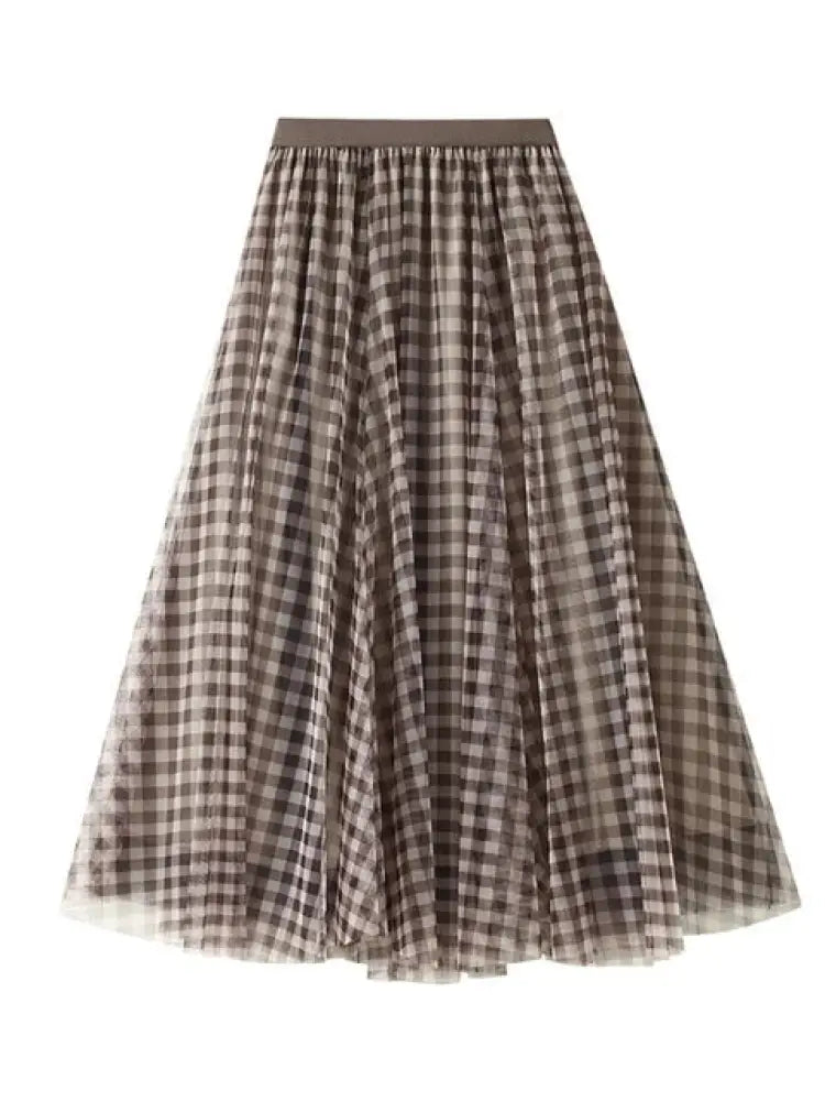 same ANTHEM. Patchwork Plaid Tulle Skirt – Vintage Soulmate Streetwear - Khaki / One Size
