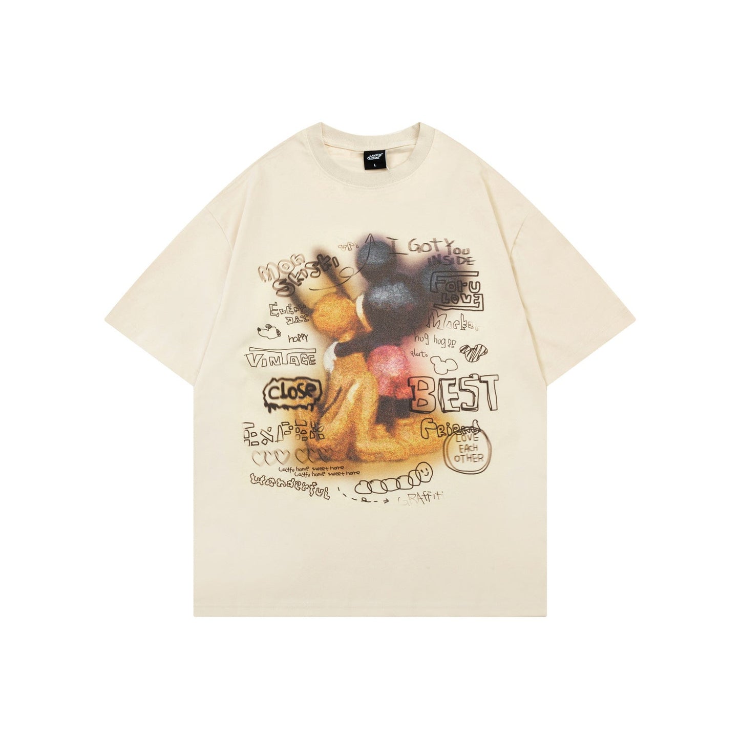 same ANTHEM. Retro Blurred Mickey T-Shirt – Soulmate Streetwear for Men - Apricot / M