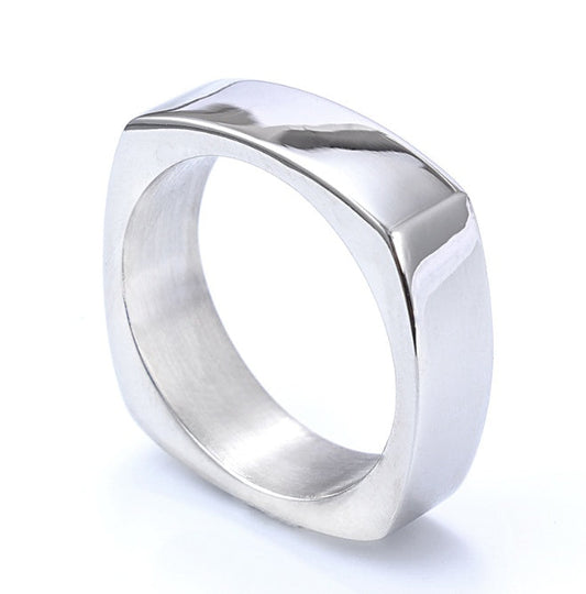 same ANTHEM. Titanium Steel Wild Couple Ring – Soulmate Statement Jewelry - Silver / Size 5 - Bag