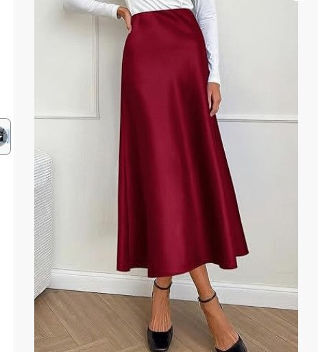 Satin Fishtail Skirt for Women | Lover’s Skirt for Friends & Soulmates | same ANTHEM - Wine Red / L