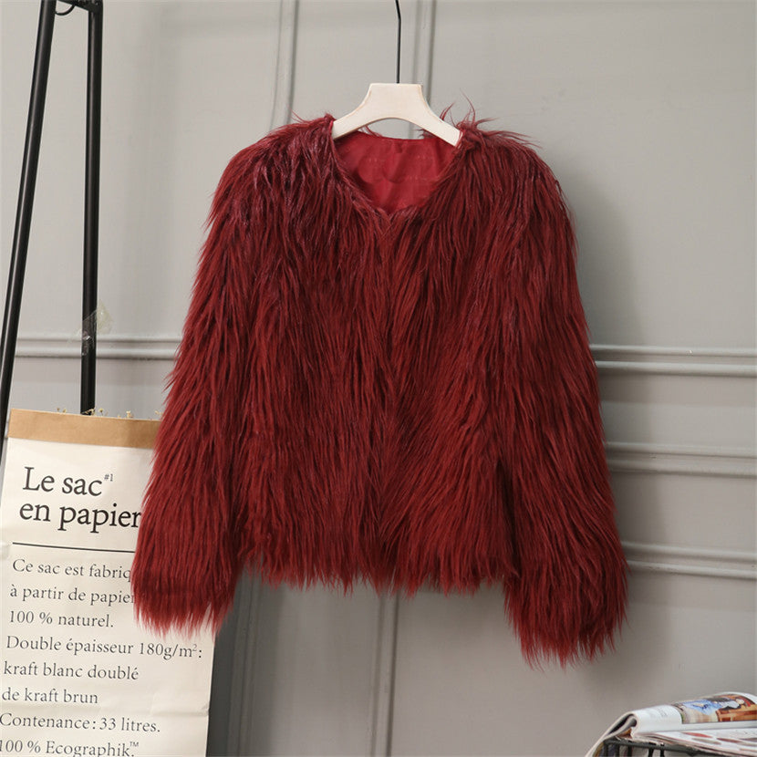 Short Plus Size Fur Coat for Women | Cozy Winter Outerwear | same ANTHEM. - Wine Red / L