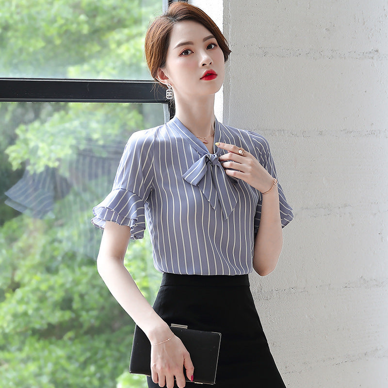 Short-Sleeved Korean Business Shirt – Elegant Summer Work Top | same ANTHEM - Blue / 2XL