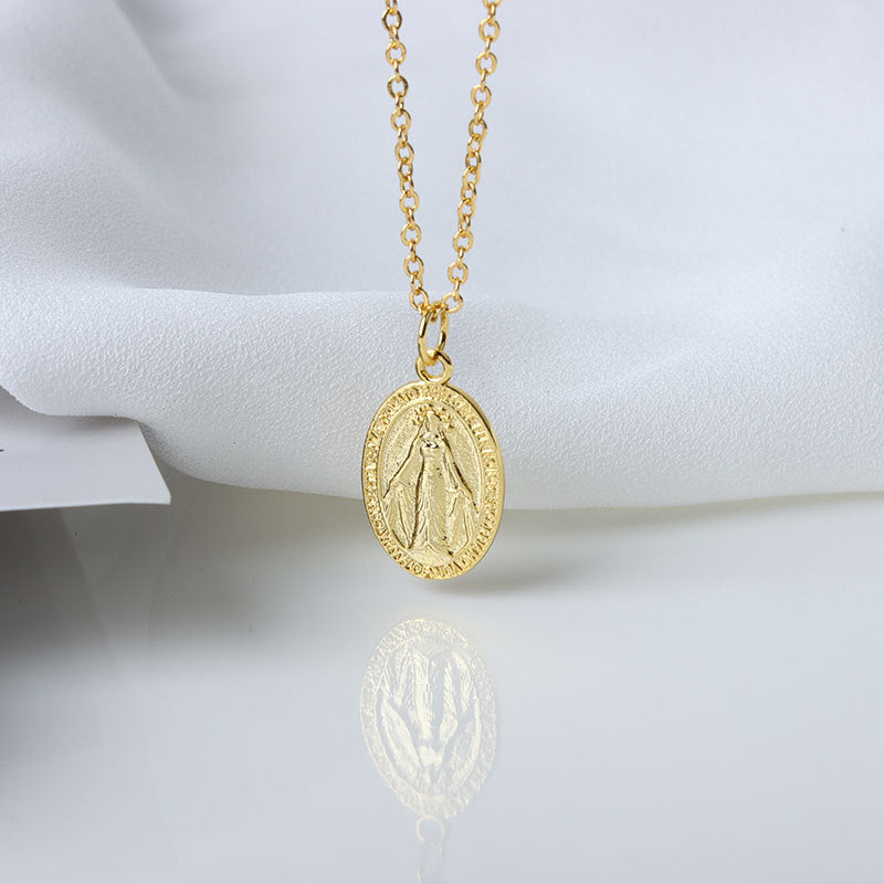 Silver 925 Vintage Cameo Necklace | Chic Boho Oval Pendant for Soulmates & Lovers | same ANTHEM - Gold Plated Necklace