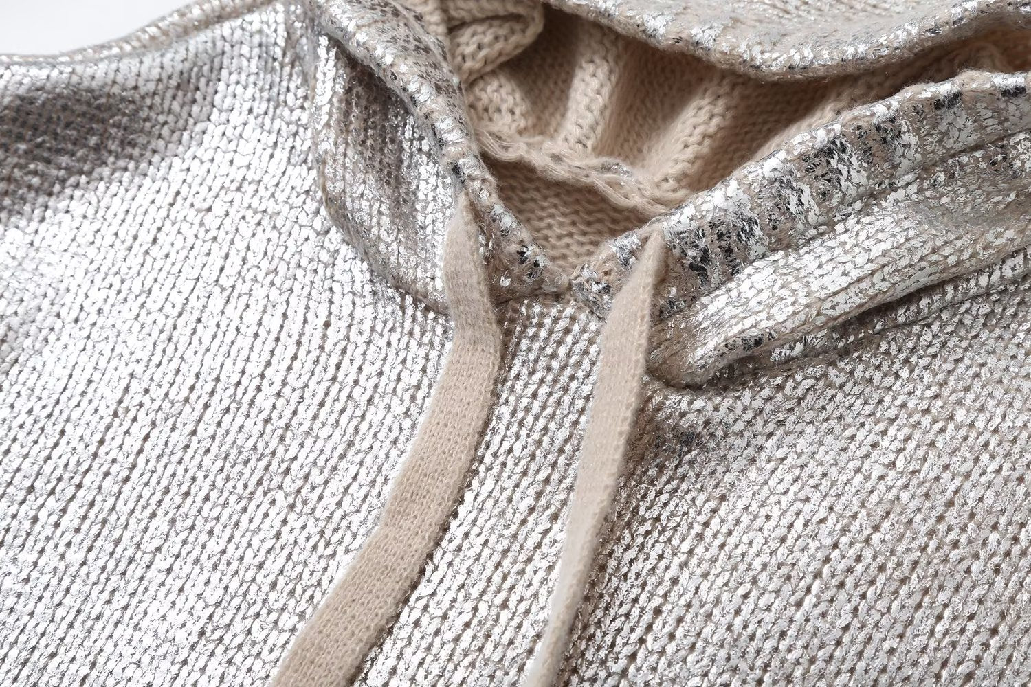 Silver Metallic Hooded Knit Sweater – Dreamy Streetwear | same ANTHEM