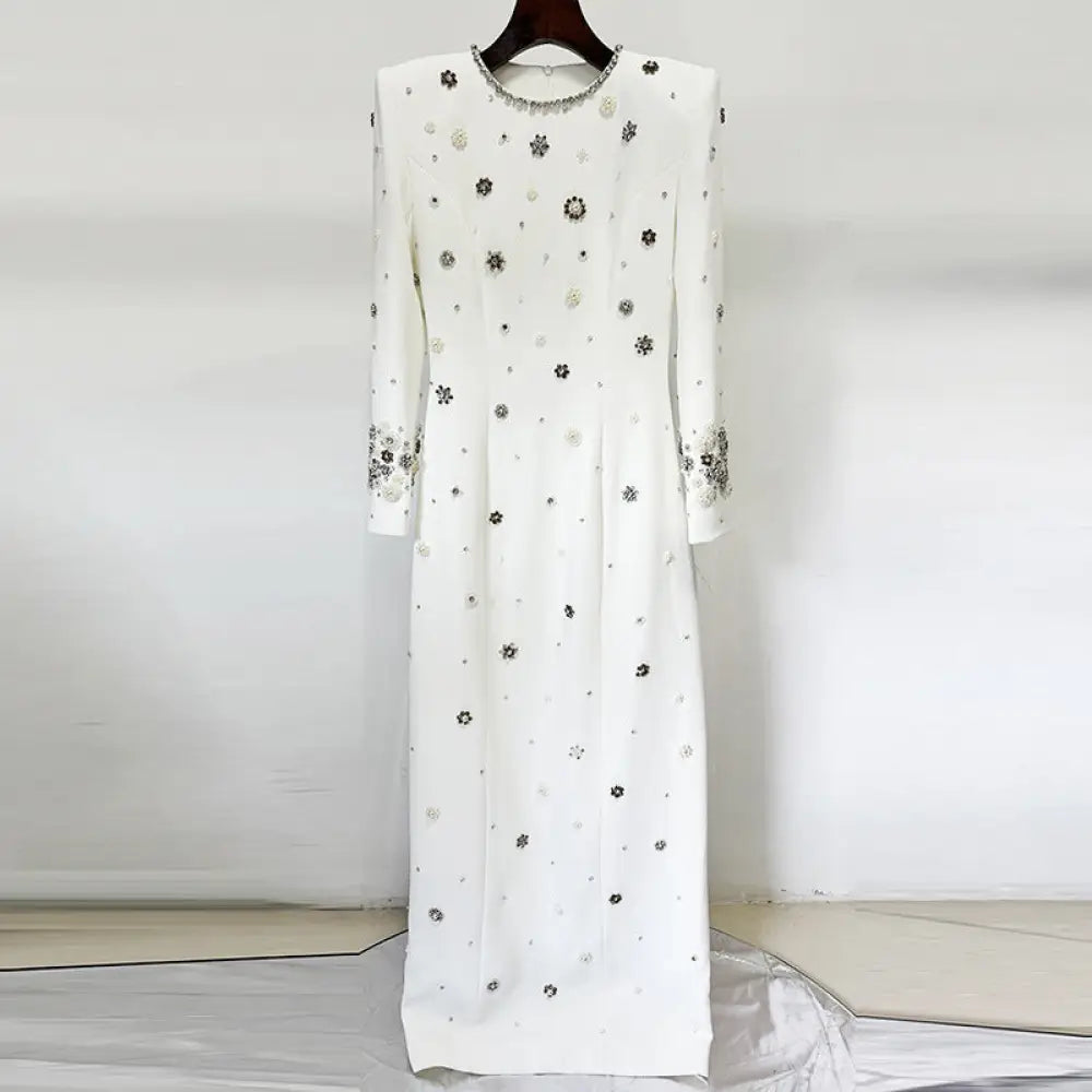 Slim Fit Long Formal Dress | same ANTHEM. - White / S
